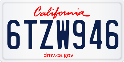 CA license plate 6TZW946