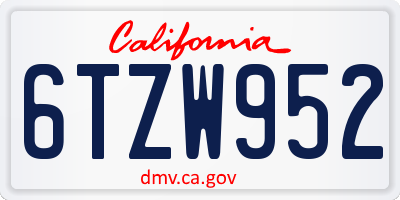 CA license plate 6TZW952