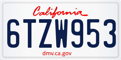 CA license plate 6TZW953