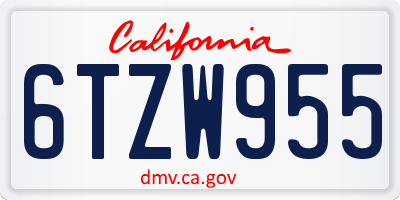CA license plate 6TZW955