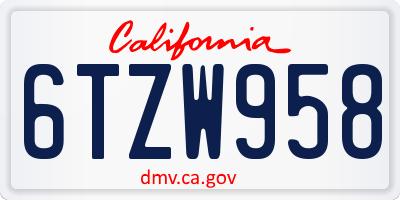 CA license plate 6TZW958