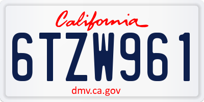 CA license plate 6TZW961