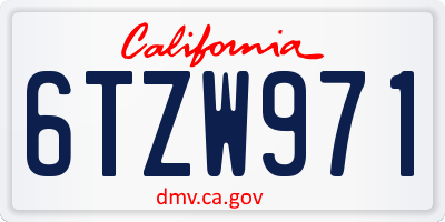 CA license plate 6TZW971