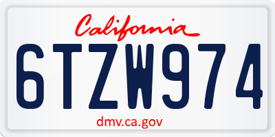 CA license plate 6TZW974