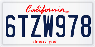 CA license plate 6TZW978