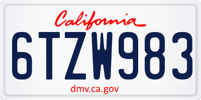 CA license plate 6TZW983