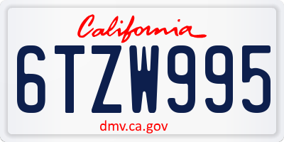 CA license plate 6TZW995