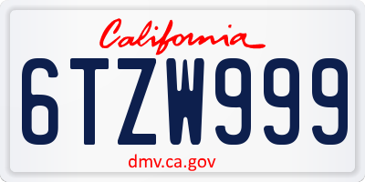 CA license plate 6TZW999