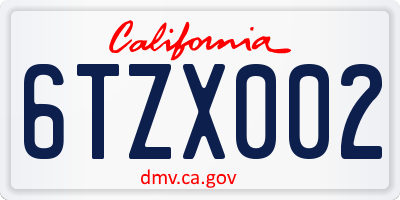 CA license plate 6TZX002