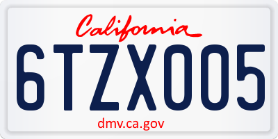 CA license plate 6TZX005