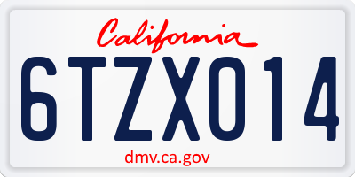 CA license plate 6TZX014
