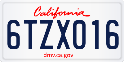 CA license plate 6TZX016