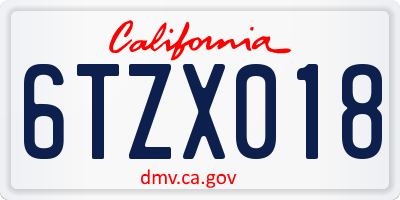 CA license plate 6TZX018
