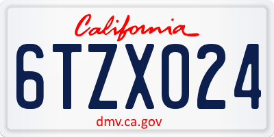CA license plate 6TZX024
