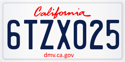 CA license plate 6TZX025
