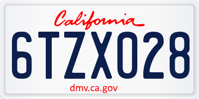 CA license plate 6TZX028