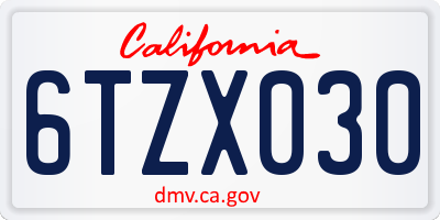 CA license plate 6TZX030