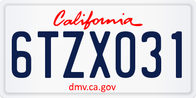 CA license plate 6TZX031