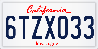 CA license plate 6TZX033