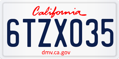 CA license plate 6TZX035