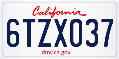 CA license plate 6TZX037