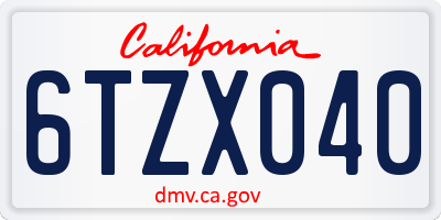 CA license plate 6TZX040