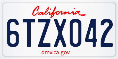 CA license plate 6TZX042
