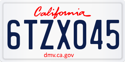 CA license plate 6TZX045