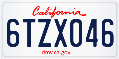 CA license plate 6TZX046