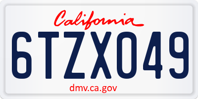 CA license plate 6TZX049