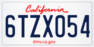 CA license plate 6TZX054