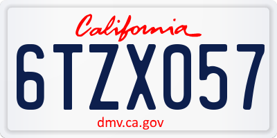 CA license plate 6TZX057