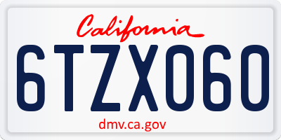 CA license plate 6TZX060