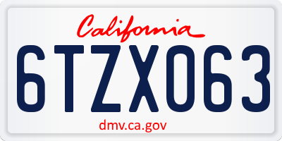 CA license plate 6TZX063