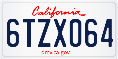 CA license plate 6TZX064