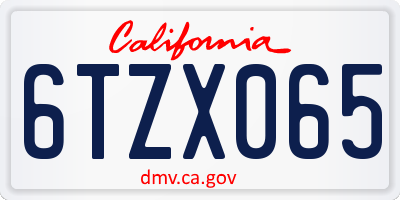 CA license plate 6TZX065