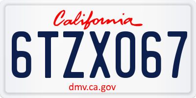 CA license plate 6TZX067