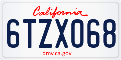 CA license plate 6TZX068