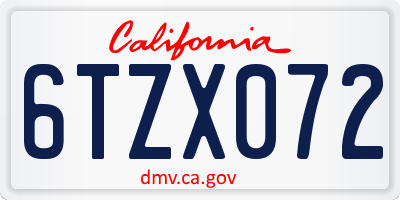 CA license plate 6TZX072