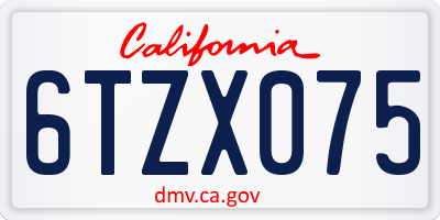 CA license plate 6TZX075