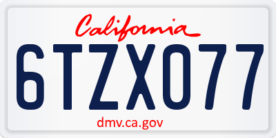 CA license plate 6TZX077