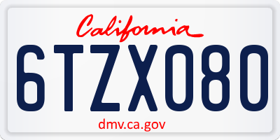 CA license plate 6TZX080