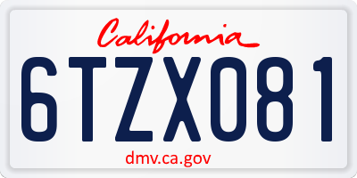 CA license plate 6TZX081