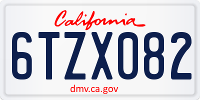 CA license plate 6TZX082