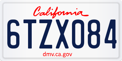CA license plate 6TZX084