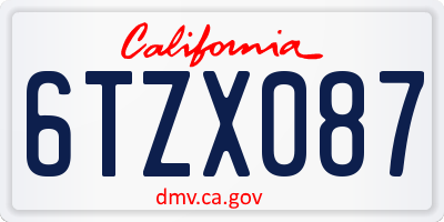 CA license plate 6TZX087