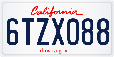 CA license plate 6TZX088