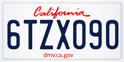 CA license plate 6TZX090