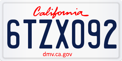 CA license plate 6TZX092