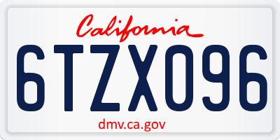 CA license plate 6TZX096